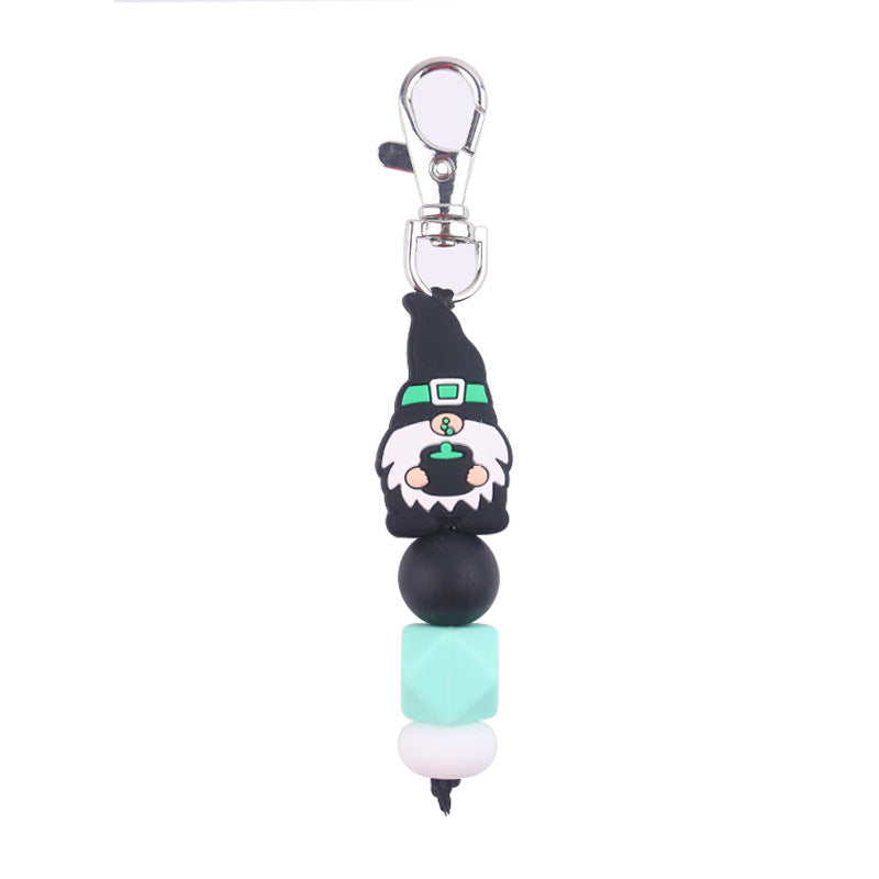Wholesale Cartoon Santa Claus Silicone Beaded Keychain